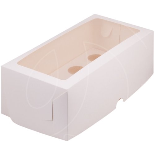 Коробка на 8 капкейков с окном белая 33х16х11 см 040930