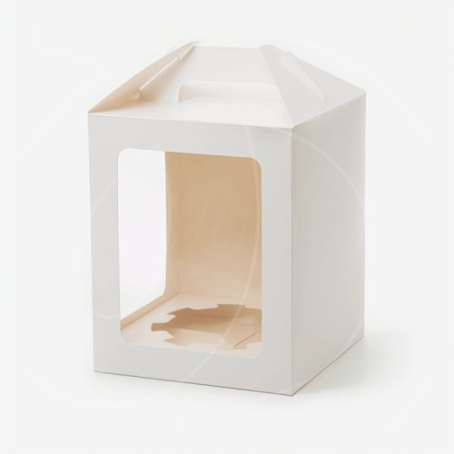 Коробка для торта/кулича с окном и ложементом белая 18х18х20 см OSQ JUMPL L (W) (100)