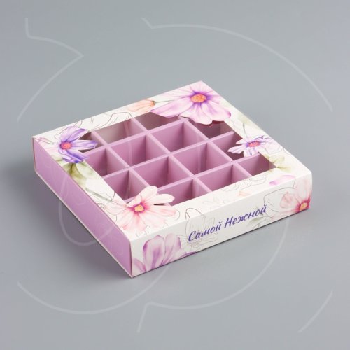 Коробка на 16 конфет с окном "Нежной" 17,7х17,7х3,8 см 10669824, 149 ₽ Коробка на 16 конфет с окном "Нежной" 17,7х17,7х3,8 см 10669824
