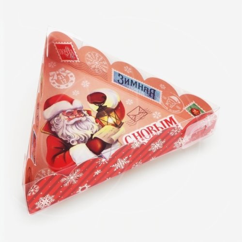 Коробка для сладостей с прозрачной крышкой "Новогодняя почта" 18х18х4 см 10423681