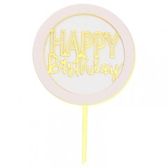 Топпер декоративный акриловый "Happy Birthday" Золото 5214526