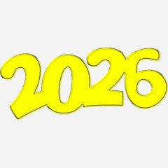 Топпер декоративный акриловый "2026" Золото 8х3 см ТСК172