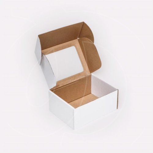 Коробка для сладостей с окном белая 25х25х10 см 