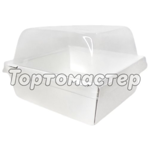 Коробка для бенто-торта и моти белая 13х13х9,5 см дно 11х11 см SMART PACK 550 - W + Lid SmartPack 550 domе, ECO SmartPack 550 box, ForG SMART PACK Dome L W 112*112*85