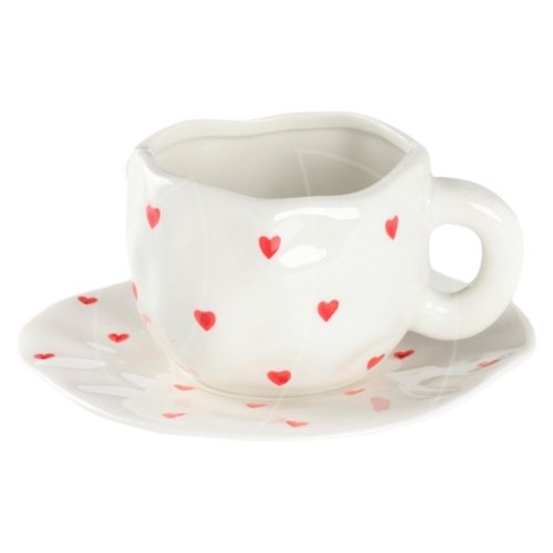 Набор чашка и блюдце керамика "Сердечки" 10662997