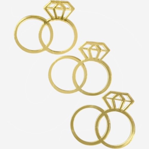 Набор топперов декоративных акриловых "Свадебные кольца" Золото 3 шт 